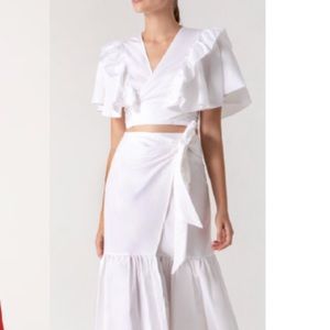Beautiful white 100% skirt and crop top set